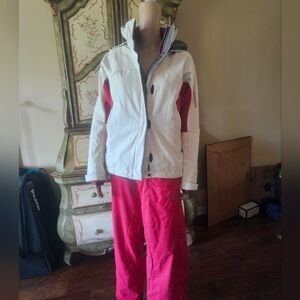 Salomon red/white M WOMENS lined Coat- Like 2 In 1. Snowboard Coat